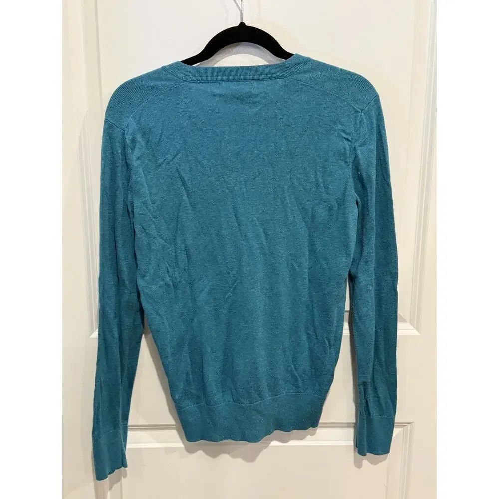 Banana Republic Men’s Silk Linen V Neck Lightweight Sweater Blue Teal Size Small